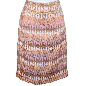 J Crew Collection Turkish Delight Skirt 6 Peach Pink Watercolor Tapestry Print